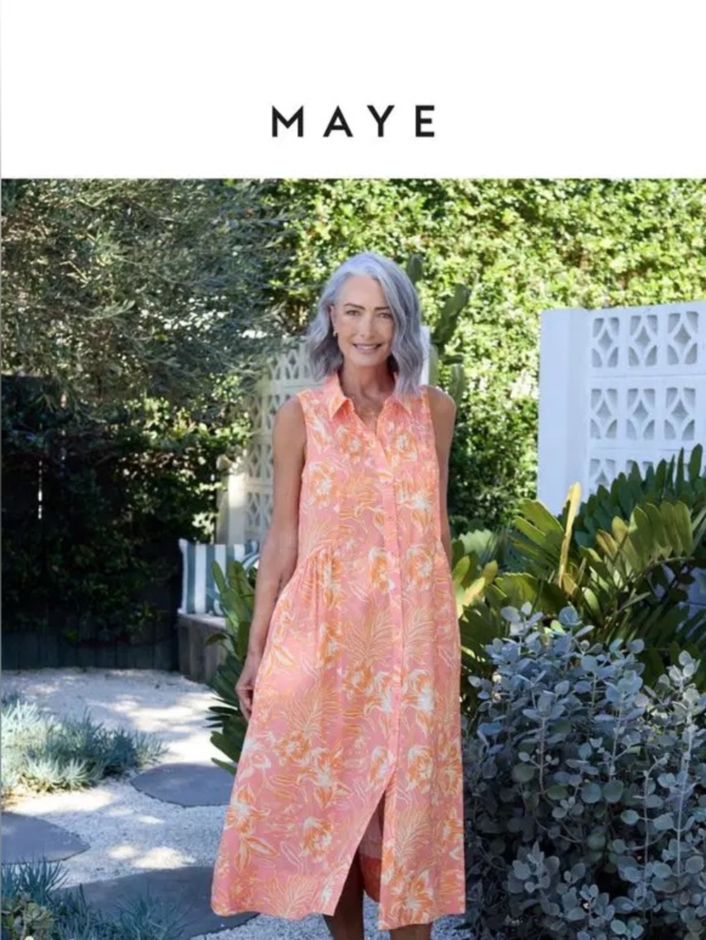 MAYE Corrine Shirt Dress Sleeveless Orange Aurelia Print Size XL NWT